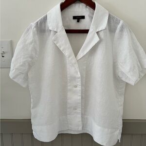 Quince Women's White 100% European Linen Short Sleeve Shirt sz S NWT Button Up